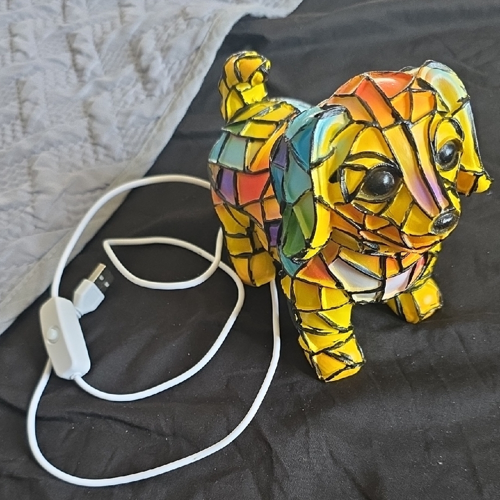 Colorful Mosaic Dog Lamp